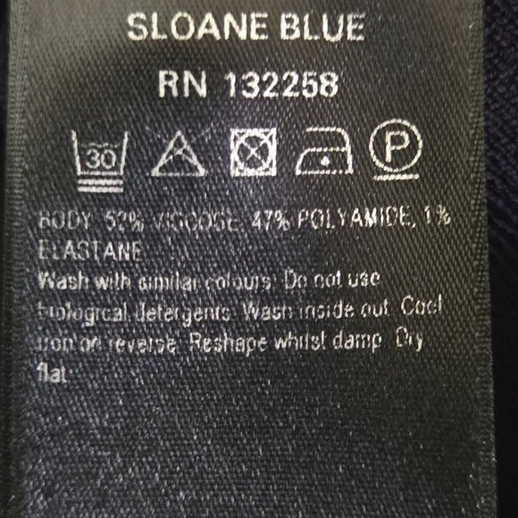 L.K. Bennett Sloane Blue CD Fern Cropped Cardigan Shrug Top Hook Closure Size M - Picture 5 of 5